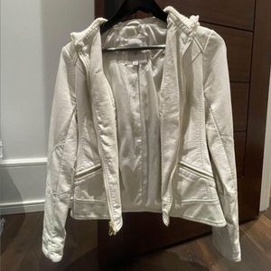 White Leather Jacket - Guess